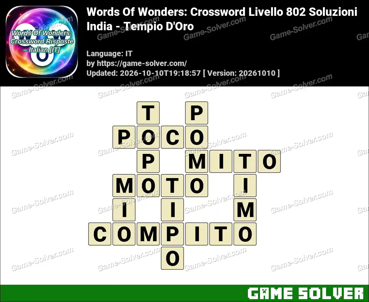 Words Of Wonders: Crossword Livello 802 Soluzioni – India – Tempio D’Oro